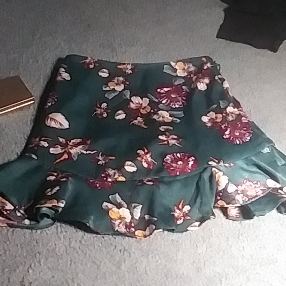 Green floral skirt